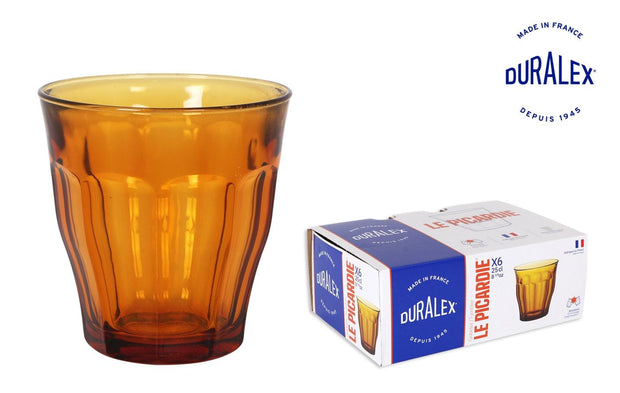 Set 6 pahare din sticla, Picardie Amber, 250 ml