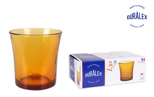 Set 6 pahare din sticla, Lys Amber, 210 ml