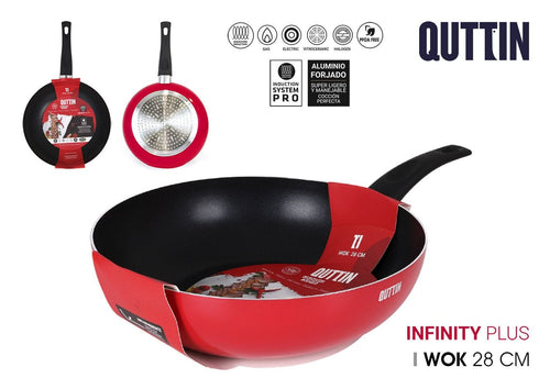 Tigaie wok din aluminiu, Ø28 cm, Infinity Rosu / Negru