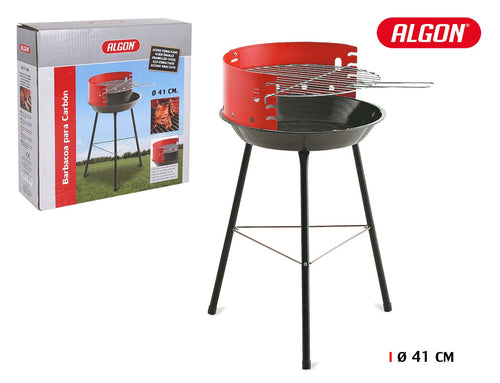 Gratar BBQ pentru carbuni, din metal, Algon Rosu / Negru, Ø41xH65 cm