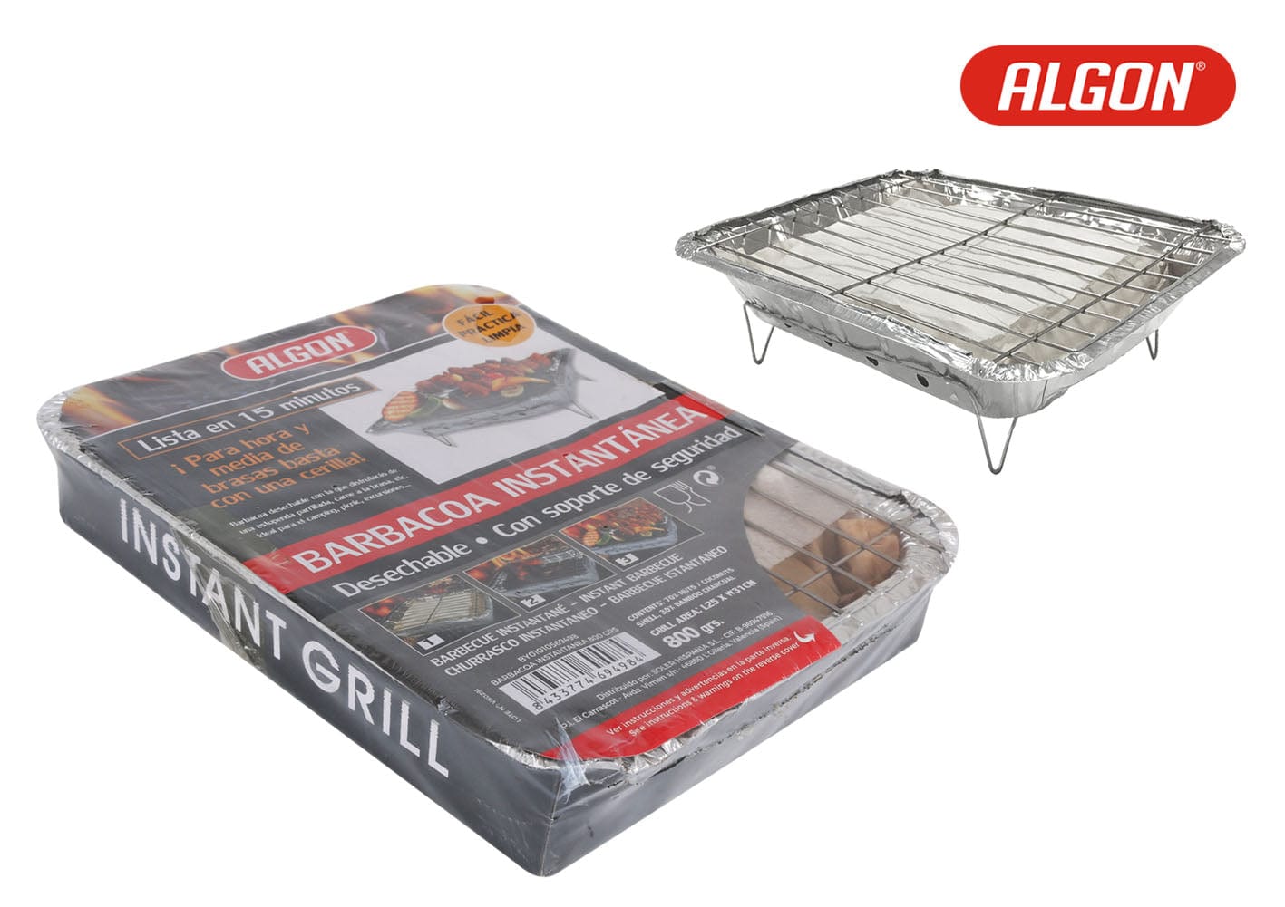 Grill portabil BBQ din aluminiu si metal, Algon Crom, L31xl25xH6 cm