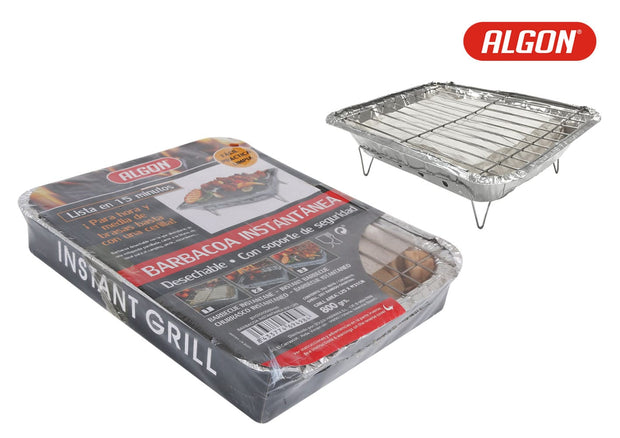 Grill portabil BBQ din aluminiu si metal, Algon Crom, L31xl25xH6 cm