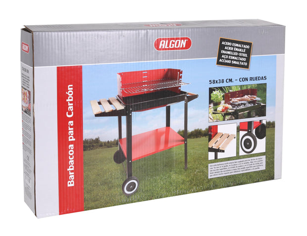 Gratar BBQ pentru carbuni, din metal, Algon Rosu / Negru, L58xl38xH72 cm (4)