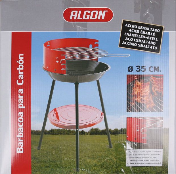 Gratar BBQ pentru carbuni, din metal, Algon Rosu / Negru, Ø36xH55 cm (1)