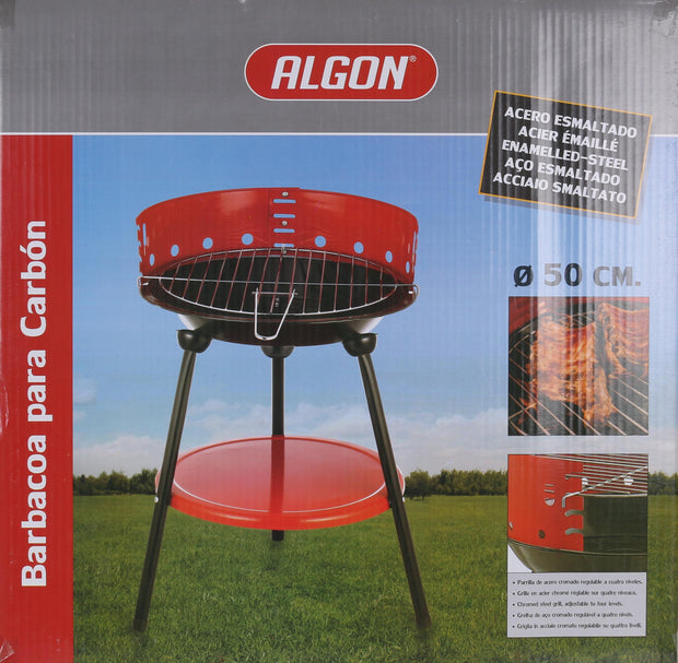 Gratar BBQ pentru carbuni, din metal, Algon Rosu / Negru, Ø50xH12 cm (1)