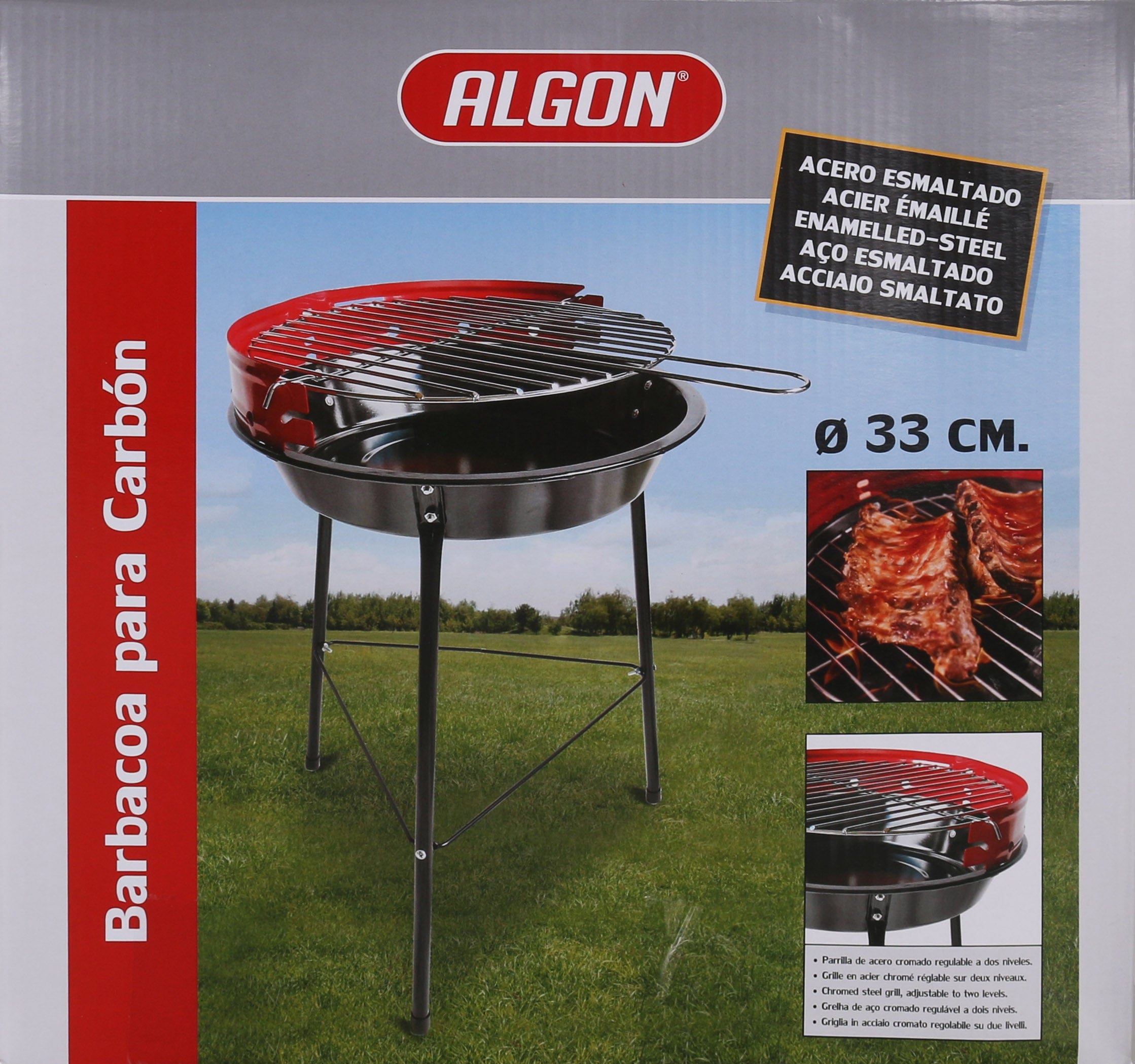 Gratar BBQ pentru carbuni, din metal, Algon Negru / Rosu, L42xl35xH45 cm (1)