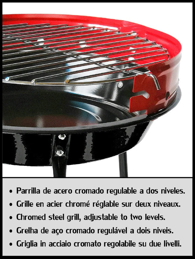 Gratar BBQ pentru carbuni, din metal, Algon Negru / Rosu, L42xl35xH45 cm (4)