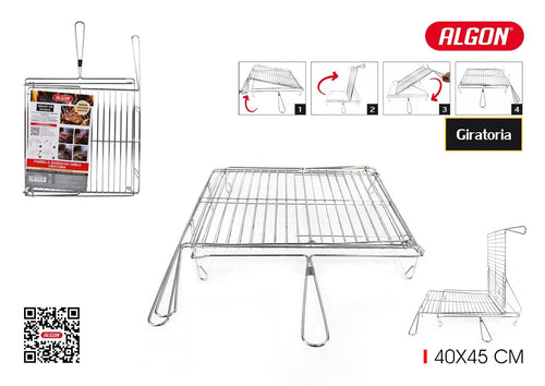 Grill portabil BBQ dublu, din metal, Algon Crom, L45xl40xH10 cm