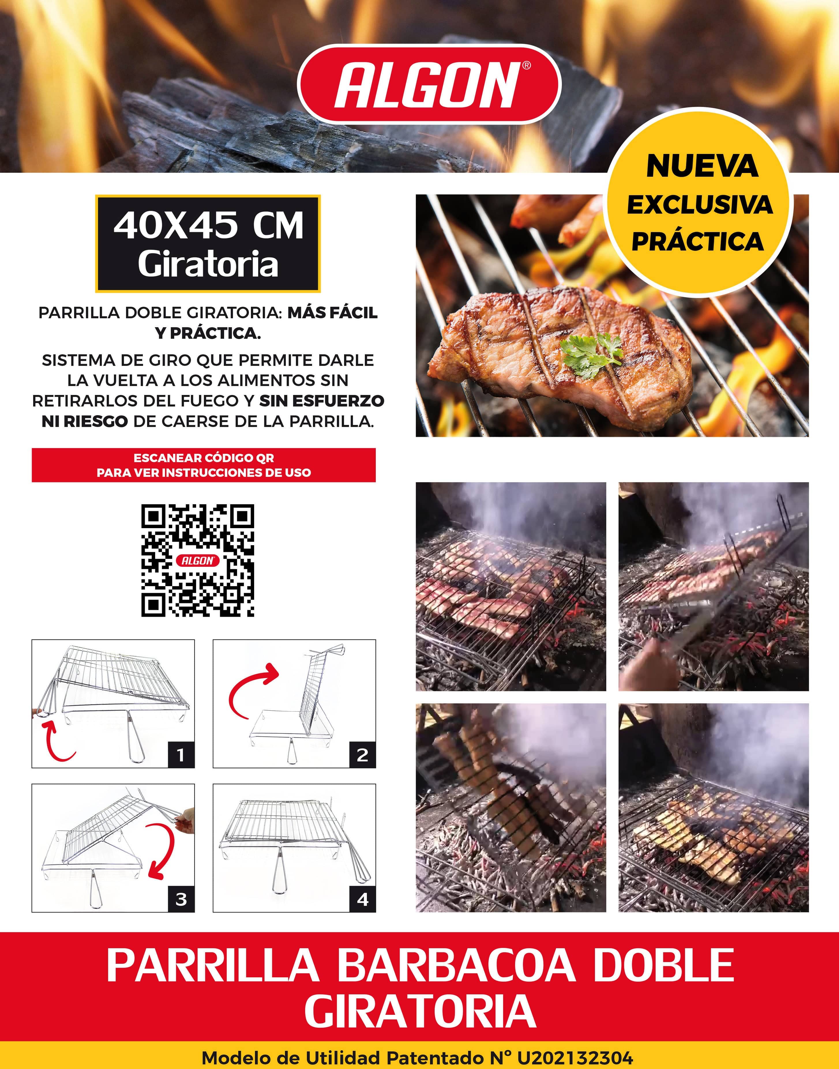 Grill portabil BBQ dublu, din metal, Algon Crom, L45xl40xH10 cm (1)