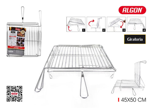 Grill portabil BBQ dublu, din metal, Algon Crom, L50xl45xH9 cm