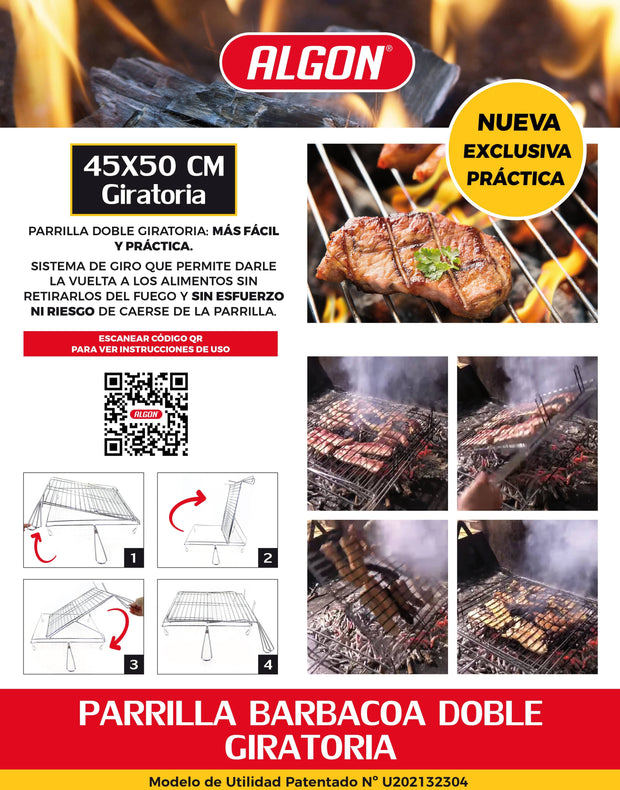 Grill portabil BBQ dublu, din metal, Algon Crom, L50xl45xH9 cm (4)