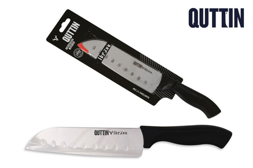 Cutit Santoku din otel indoxidabil, 17 cm, Kasual Negru / Argintiu