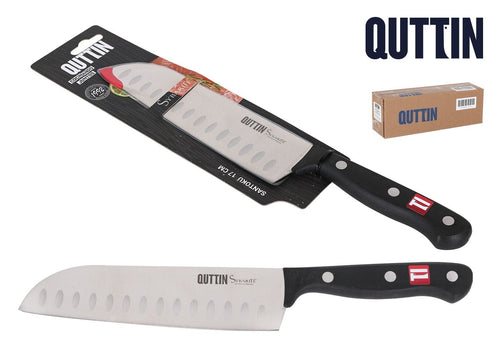 Cutit Santoku din otel indoxidabil, 17 cm, Sybarite Negru / Argintiu