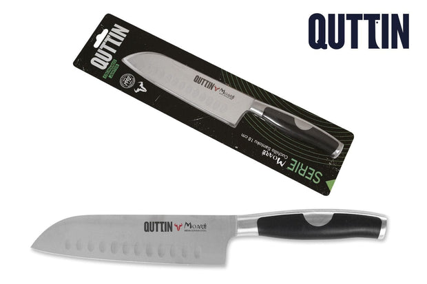 Cutit Santoku din otel indoxidabil, 18 cm, Moare Negru / Argintiu