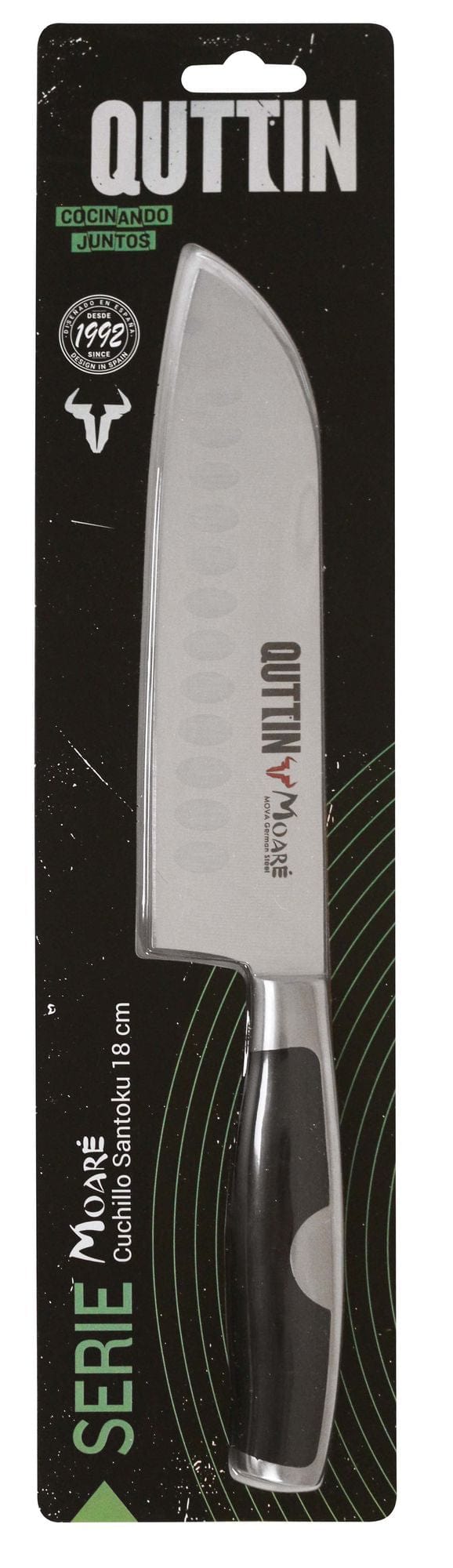 Cutit Santoku din otel indoxidabil, 18 cm, Moare Negru / Argintiu (1)