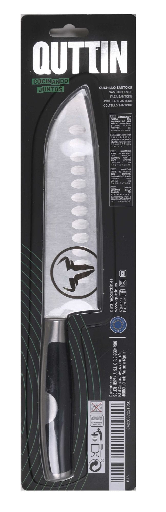 Cutit Santoku din otel indoxidabil, 18 cm, Moare Negru / Argintiu (2)