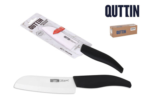 Cutit Santoku din ceramica, 13 cm, Quttin Cer Negru / Alb