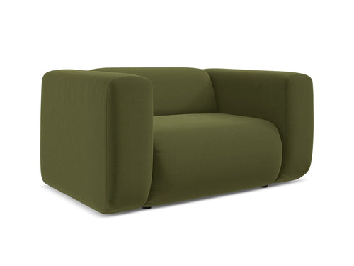 Fotoliu Fix tapitat cu stofa, Ekahi Velvet C23 Verde Olive / Negru, l137xA89xH70 cm