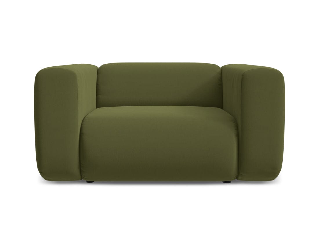 Fotoliu Fix tapitat cu stofa, Ekahi Velvet C23 Verde Olive / Negru, l137xA89xH70 cm (2)