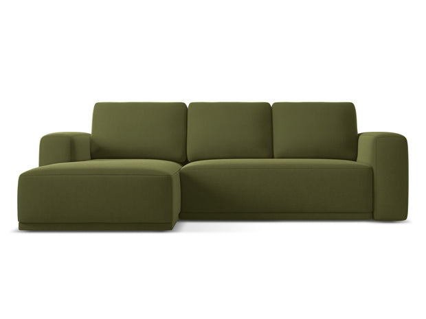 Coltar Extensibil, Sezlong pe Stanga, Tapitat cu Stofa, Kaila Velvet C23 Verde Olive, l258xA160xH91 cm (2)