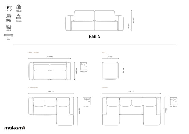 Coltar Extensibil, Sezlong pe Stanga, Tapitat cu Stofa, Kaila Velvet C23 Verde Olive, l258xA160xH91 cm (7)