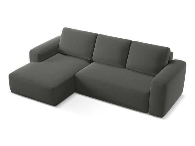 Coltar Extensibil, Sezlong pe Stanga, Tapitat cu Stofa, Kaila Velvet C2 Gri Inchis, l258xA160xH91 cm (4)