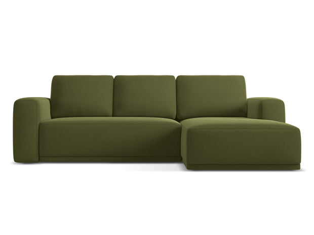 Coltar Extensibil, Sezlong pe Dreapta, Tapitat cu Stofa, Kaila Velvet C23 Verde Olive, l258xA160xH91 cm (2)