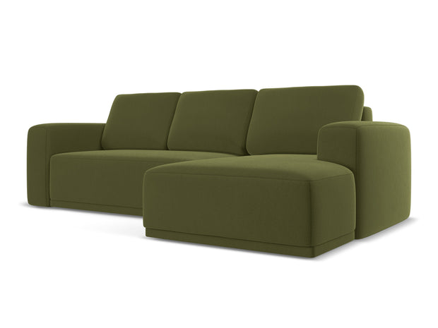 Coltar Extensibil, Sezlong pe Dreapta, Tapitat cu Stofa, Kaila Velvet C23 Verde Olive, l258xA160xH91 cm (3)