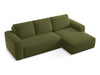 Coltar Extensibil, Sezlong pe Dreapta, Tapitat cu Stofa, Kaila Velvet C23 Verde Olive, l258xA160xH91 cm (4)