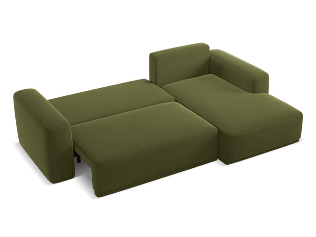 Coltar Extensibil, Sezlong pe Dreapta, Tapitat cu Stofa, Kaila Velvet C23 Verde Olive, l258xA160xH91 cm (5)