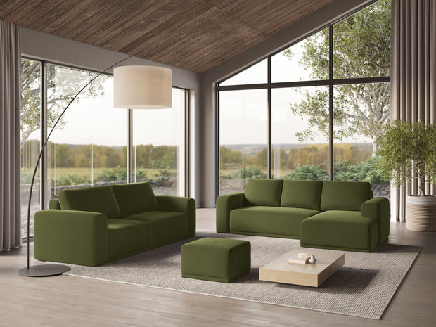 Coltar Extensibil, Sezlong Universal (pe Stanga sau pe Dreapta), Tapitat cu Stofa, Kaila Velvet C23 Verde Olive, l333xA160xH91 cm (1)