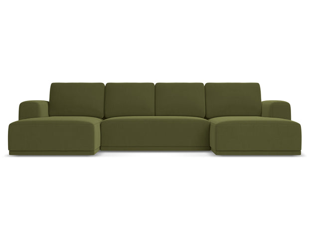 Coltar Extensibil, Sezlong Universal (pe Stanga sau pe Dreapta), Tapitat cu Stofa, Kaila Velvet C23 Verde Olive, l333xA160xH91 cm (2)