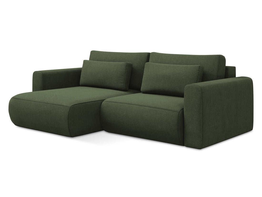 Coltar Extensibil, Sezlong pe Stanga, Lada de Depozitare, Tapitat cu Stofa, Kapua C2 Verde Olive, l240xA149xH82 cm