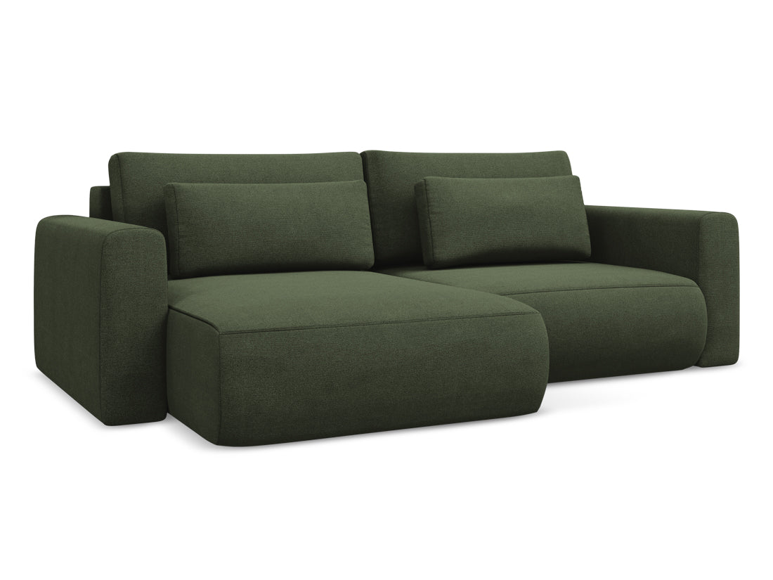 Coltar Extensibil, Sezlong pe Stanga, Lada de Depozitare, Tapitat cu Stofa, Kapua C2 Verde Olive, l240xA149xH82 cm (2)