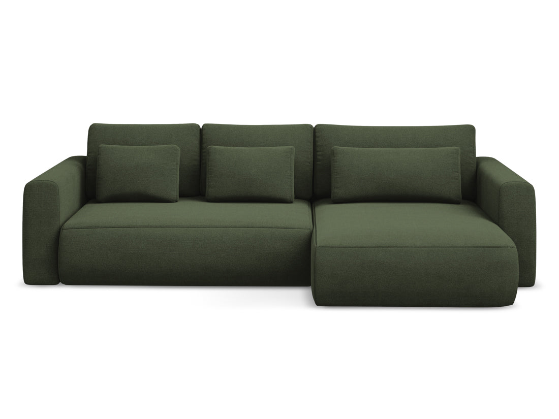 Coltar Extensibil, Sezlong pe Dreapta, Lada de Depozitare, Tapitat cu Stofa, Kapua C2 Verde Olive, l278xA149xH82 cm (1)