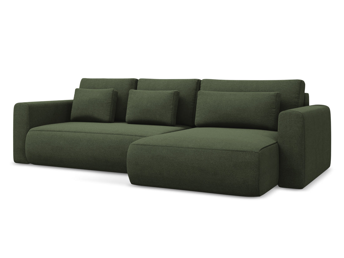 Coltar Extensibil, Sezlong pe Dreapta, Lada de Depozitare, Tapitat cu Stofa, Kapua C2 Verde Olive, l278xA149xH82 cm (2)