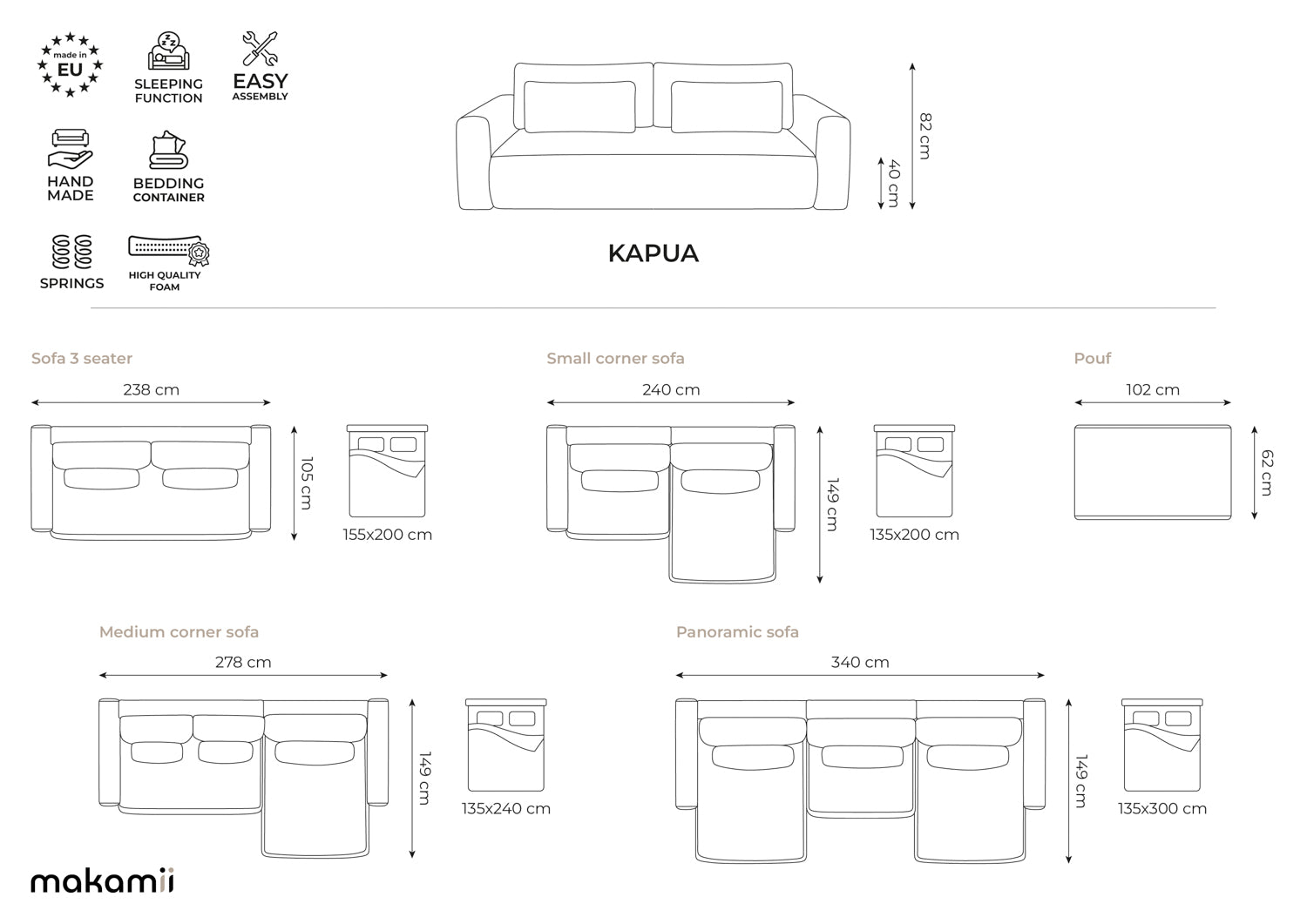 Coltar Extensibil, Sezlong pe Dreapta, Lada de Depozitare, Tapitat cu Stofa, Kapua C5 Albastru Denim, l278xA149xH82 cm (7)