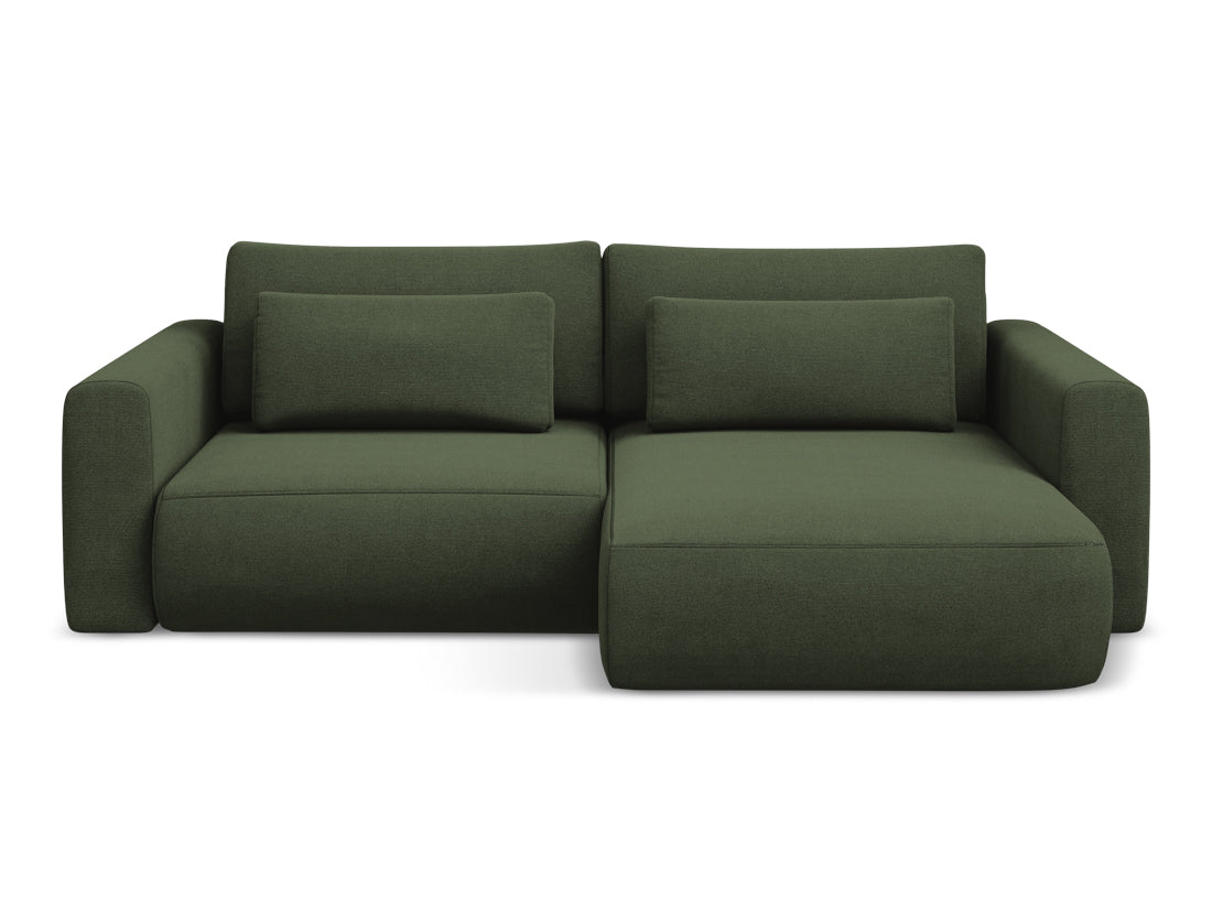 Coltar Extensibil, Sezlong pe Dreapta, Lada de Depozitare, Tapitat cu Stofa, Kapua C2 Verde Olive, l240xA149xH82 cm (1)