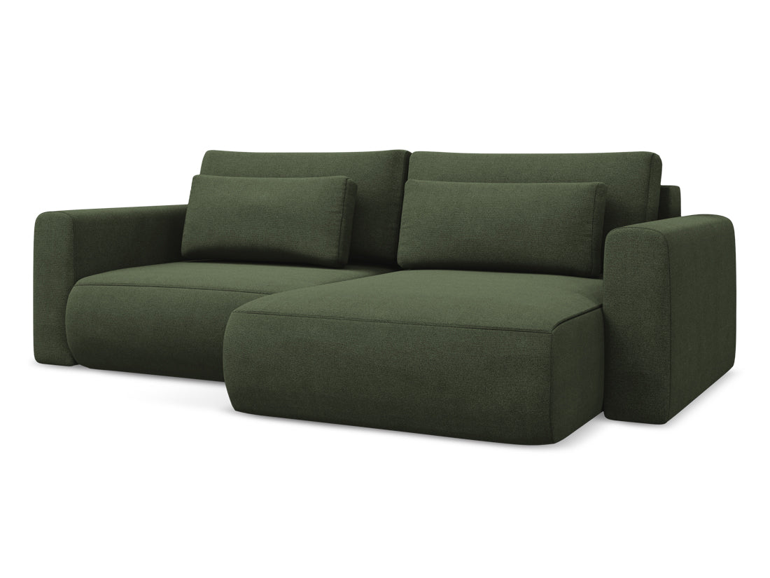 Coltar Extensibil, Sezlong pe Dreapta, Lada de Depozitare, Tapitat cu Stofa, Kapua C2 Verde Olive, l240xA149xH82 cm (2)