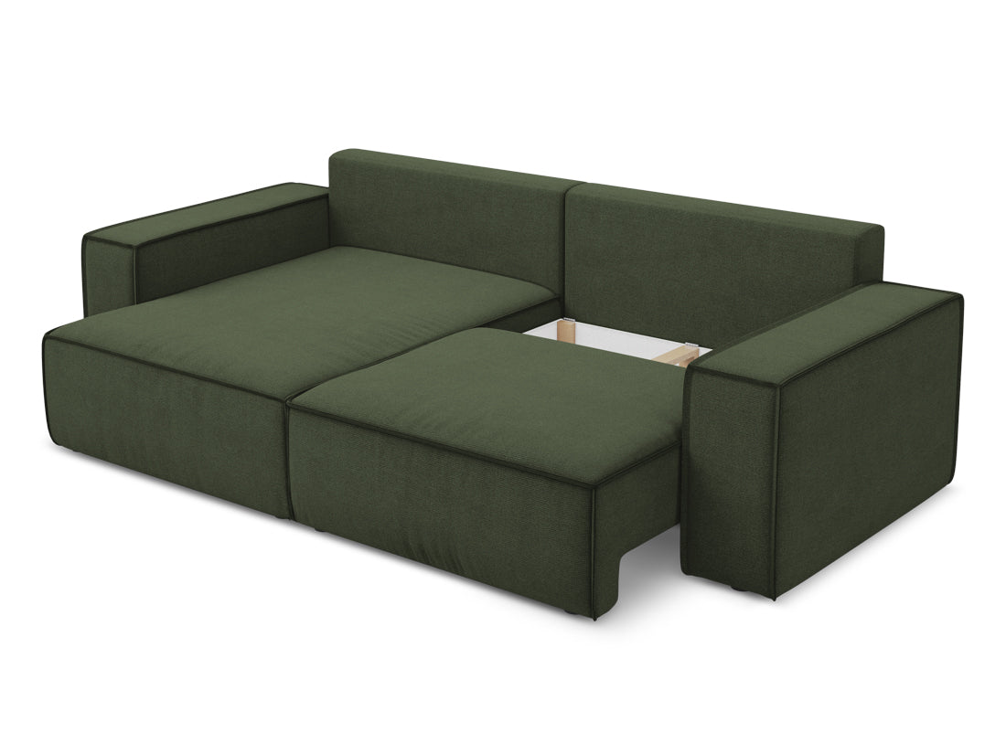 Coltar Extensibil, Sezlong pe Stanga, Lada de Depozitare, Tapitat cu Stofa, Kimo C2 Verde Olive, l257xA148xH82 cm (4)