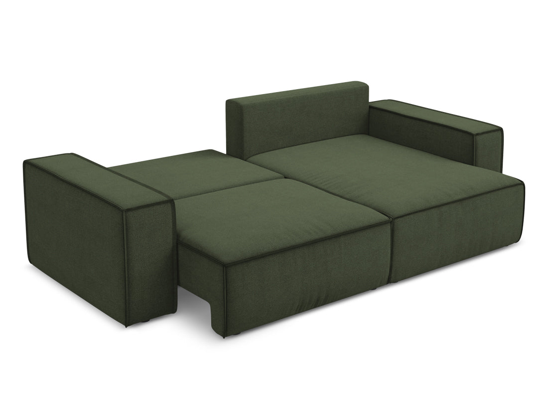 Coltar Extensibil, Sezlong pe Dreapta, Lada de Depozitare, Tapitat cu Stofa, Kimo C2 Verde Olive, l257xA148xH82 cm (5)