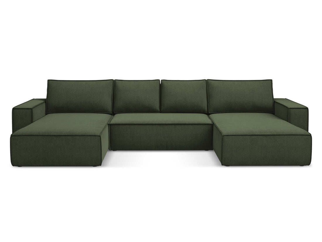 Coltar Extensibil, Sezlong Universal (pe Stanga sau pe Dreapta), Lada de Depozitare, Tapitat cu Stofa, Kimo C2 Verde Olive, l398xA185xH82 cm (1)