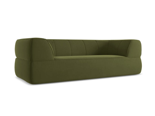 Canapea Fixa, 3 locuri, Tapitata cu Stofa, Liko Velvet 3S-C23 Verde Olive / Negru, l220xA95xH74 cm