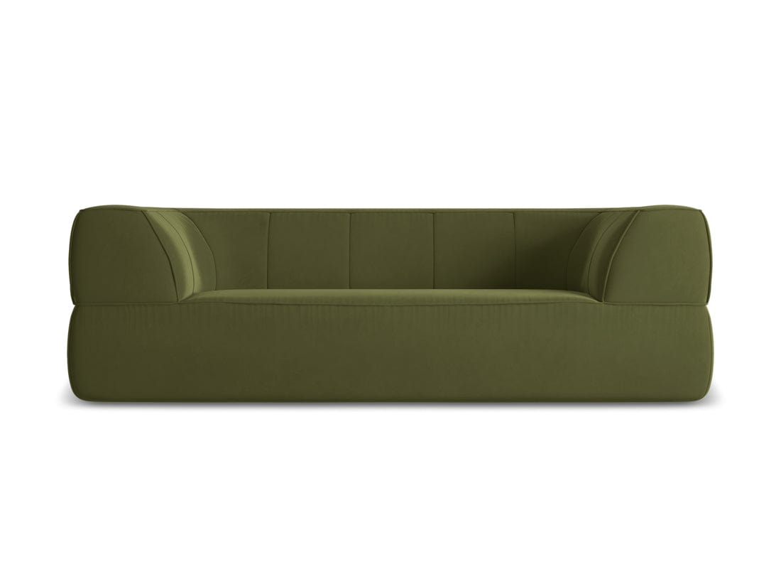 Canapea Fixa, 3 locuri, Tapitata cu Stofa, Liko Velvet 3S-C23 Verde Olive / Negru, l220xA95xH74 cm (2)