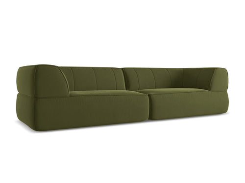 Canapea Fixa, 4 locuri, Tapitata cu Stofa, Liko Velvet 4S-C23 Verde Olive / Negru, l280xA95xH74 cm