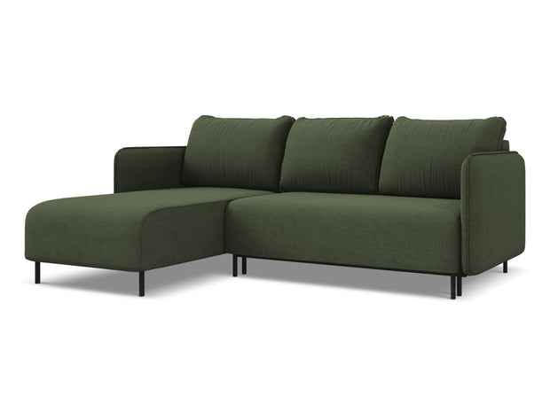 Coltar Extensibil, Sezlong pe Stanga, Lada de Depozitare, Tapitat cu Stofa, Luana C2 Verde Olive, l236xA162xH90 cm