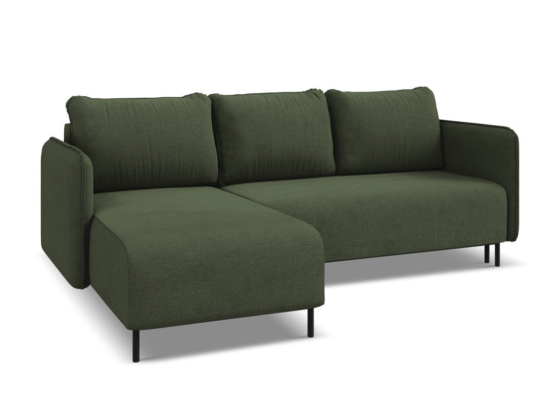 Coltar Extensibil, Sezlong pe Stanga, Lada de Depozitare, Tapitat cu Stofa, Luana C2 Verde Olive, l236xA162xH90 cm (2)