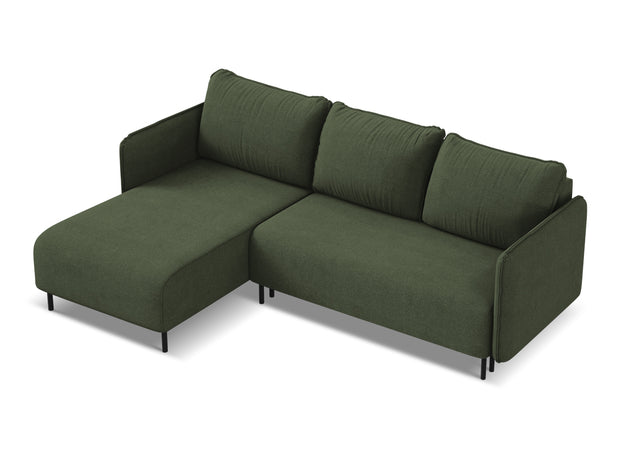 Coltar Extensibil, Sezlong pe Stanga, Lada de Depozitare, Tapitat cu Stofa, Luana C2 Verde Olive, l236xA162xH90 cm (3)