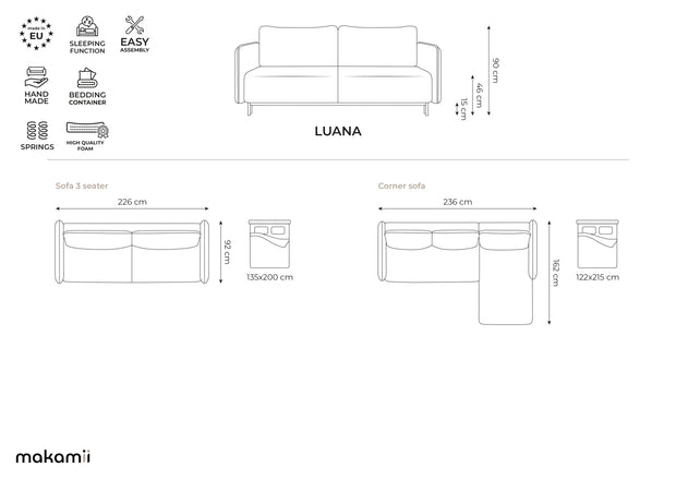 Coltar Extensibil, Sezlong pe Stanga, Lada de Depozitare, Tapitat cu Stofa, Luana C5 Albastru Denim, l236xA162xH90 cm (7)