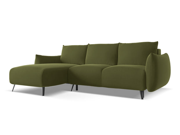 Coltar Extensibil, Sezlong pe Stanga, Tapitat cu Stofa, Malie Velvet C23 Verde Olive, l242xA162xH86 cm